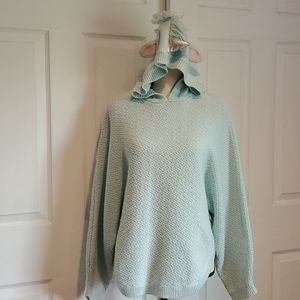 Girls poncho style sweater with unicorn hoodie